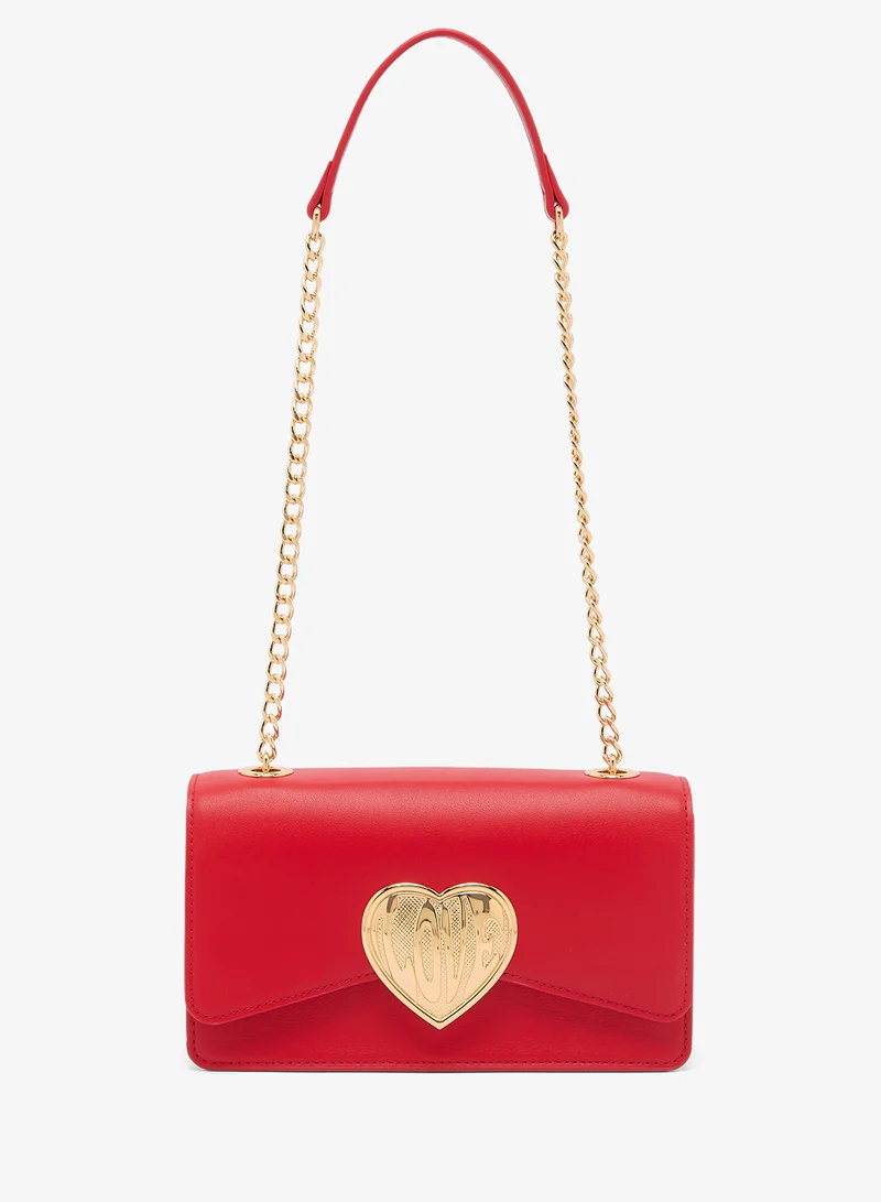 Love Moschino Victory Heart Calf + PU Crossbody Bag